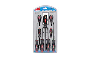 Hilka 9 Pce Screwdriver Set,Red & Black