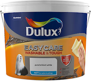 Dulux Easycare Matt Emulsion Paint For Walls &amp; Ceilings Pure Brilliant White 10L