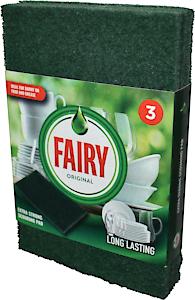 Addis Fairy Original Extra Strong Scourer Pads, Pack Of 3, Mixed Colours Green