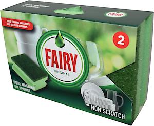 Addis Fairy Originals Non Scratch General Dual Sponge Scourer With Crystals, Pack Of 2, Green