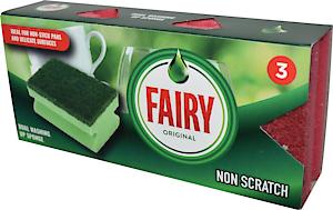 Addis Fairy Originals Non Scratch General Dual Sponge Scourer With Crystals, Pack Of 3, Red