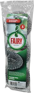 Addis Fairy Original Premium Steel Wool Pot & Pan Scourers, Pack Of 3