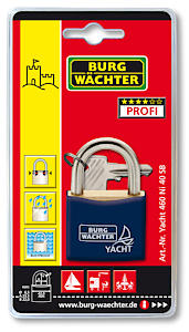 Burg-Wachter Yacht 460 Brass Rustproof 40mm Marine Padlock