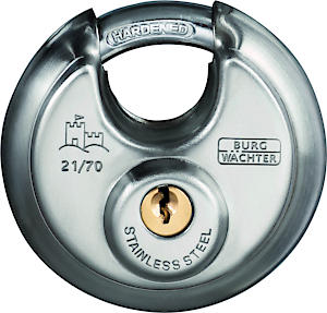 Burg Wächter Circle 21 70 Sb Disc Padlock 70Mm 2170Sb, Silver-Coloured, 26.60 Mm