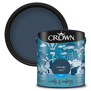 Crown 2.5L Breatheasy Matt Emulsion Paint For Walls & Ceilings - Midnight Navy