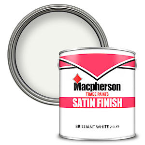 Macpherson Brilliant Satin White 2.5 Litre | For Wood & Metal | Satin Finish Trade Paint