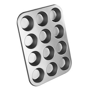 Chef Aid 12 Cup Large Muffin Pan, Non-Stick Cupcake Tray Baking Mould, Grey