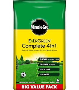 Miracle-Gro Evergreen Complete 4-In-1 Lawn Food, Weed & Moss Control, 500 M2, Yellow