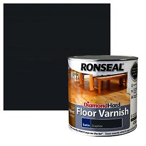 Ronseal Diamond Hard Floor Varnish - Graphite - Satin - 2.5L
