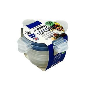 Addis Clip Tight Food Storage Containers 300 Ml Round Pack Of 3 Clear