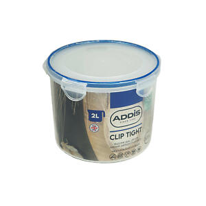 Addis Clip Tight Food Storage Container Large 2 Litre Round Airtight Silicone Seal