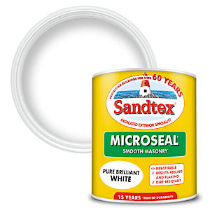 Sandtex Microseal Exterior Smooth Masonry Paint Brilliant White 1L