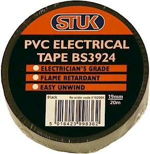 STUK PVC ELEC TAPE BLACK 19X20M