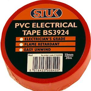 STUK PVC ELEC TAPE RED 19X20M