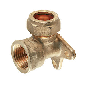 Securplumb Garden Compression Wall Plate Elbow (15Mm X 0.5Mm) (Brass)