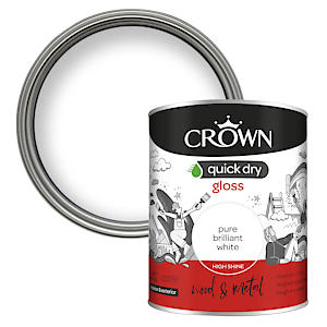 Crown Quick Dry Gloss Pure Brilliant White 750Ml Wood & Metal, Internal & External