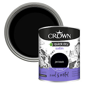 Crown Quick Dry Gloss Interior &amp; Exterior Jet Black 750ml