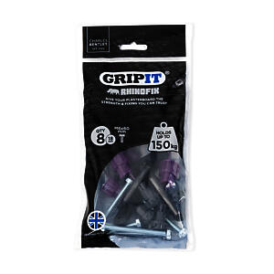 GRIPIT, Rhinofix, Plasterboard, TV Fixing Kit, 8 Pack, Purple, 150kg Weight
