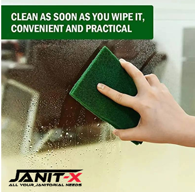 Janit-X Professional Use Large Kitchen Scourer Green 10 Pack