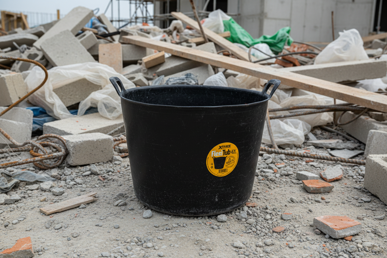 Xtrade Black Flexible Tub 42 Litre For Building Mixing Carrying Storage