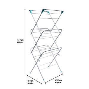 Jvl Three-Tier Folding Concertina Laundry Washing Clothes Horse Airer, White,138 X 63