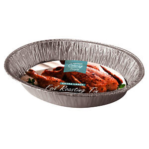 Kingfisher Oval Foil Roasting Tray, Silver, X-Large