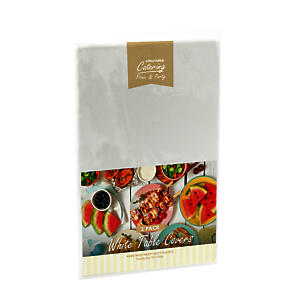 Kingfisher Kctc1 Disposable Plastic Table Covers 120 X 120Cm White Pack Of 2