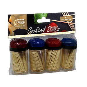 Kingfisher Kc200Csa 4 X 100 Packs Of Wooden Cocktail Sticks, Transparent, One Size