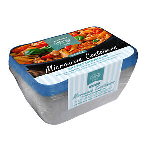 Kingfisher 5 Microwave Food Containers Blue Lids, 17 X 10.7 X 4.5 Cm