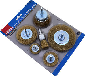 Hilka 51960250 6 Pce Wire Brush Set For Drills