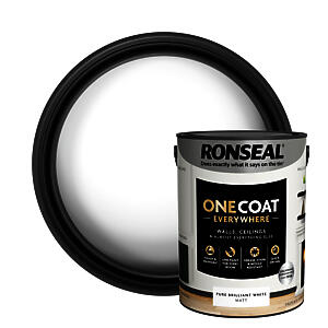 Ronseal One Coat Everywhere Paint Pure Brilliant White Matt 5L