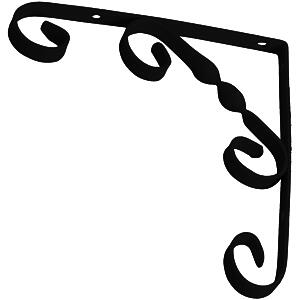 Ornamental Scroll Shelf Bracket - 15.2cm x 15.2cm - Black