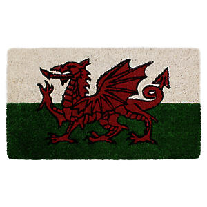 JVL Cymru Welsh Dragon Wales Welcome Coir Coconut Door Mat 30 X 60Cm Home Caravan Office