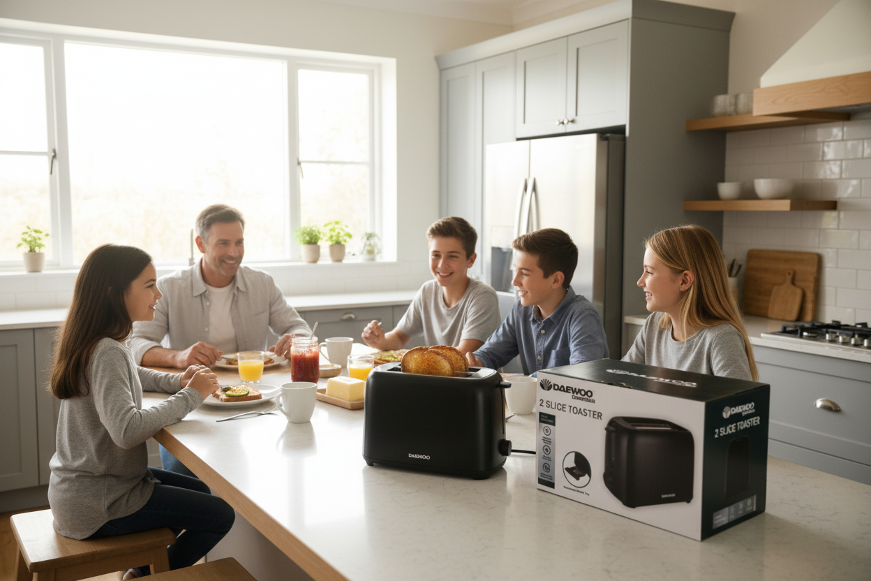 Daewoo Essentials 2 Slice Toaster |  Black | 700W