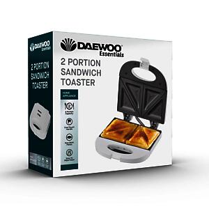 Daewoo Essentials 2 Slice Sandwich Toaster | Deep Fill | Easy Clean | White