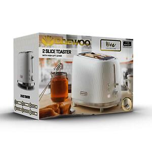 Daewoo Hive Toaster 2 Slice High Lift Handle 3D Embossed White&nbsp;
