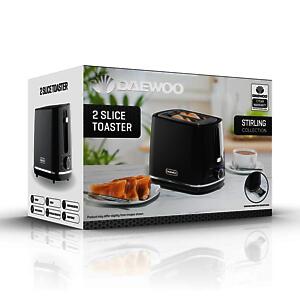 Daewoo Stirling Two Slice Toaster With Reheat Defrost and 7 Browning Functions Black
