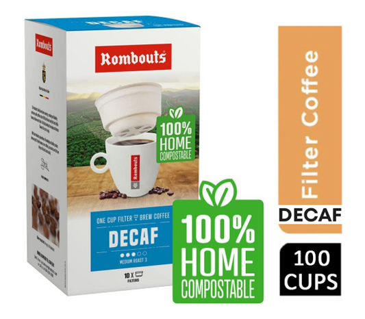 Rombouts Decaf Medium Roast 1 Cup Filters 10's - NWT FM SOLUTIONS