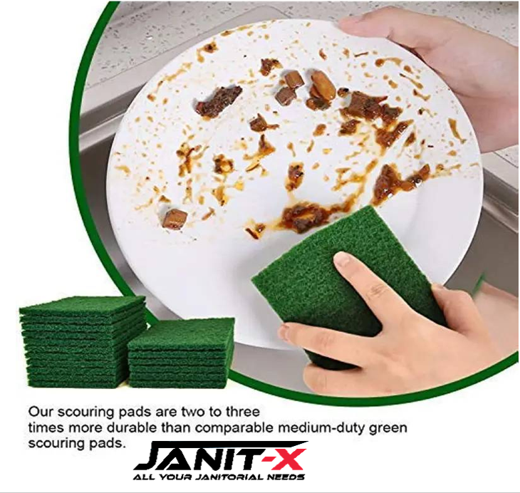 Janit-X Professional Use Large Kitchen Scourer Green 10 Pack