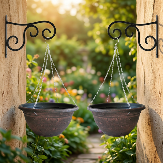 Fixtures Copper Effect Large Garden Hanging Basket 37cm x 20cm