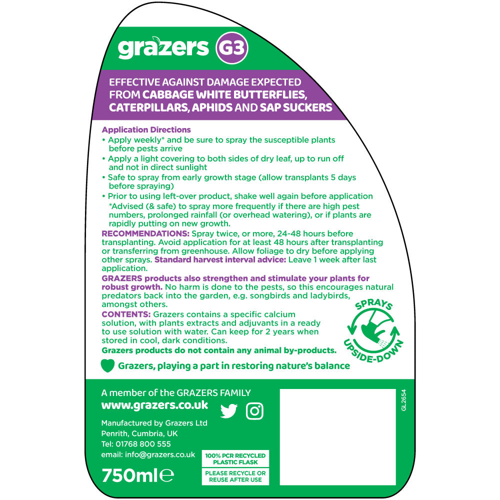 Grazers Cabbage White Butterflies, Caterpillars & Aphid | Ready To Use | 1 x 750ml Spray