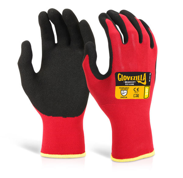 Beeswift Glovezilla Nitrile Nylon Gloves - {ALL COLOURS / SIZES}