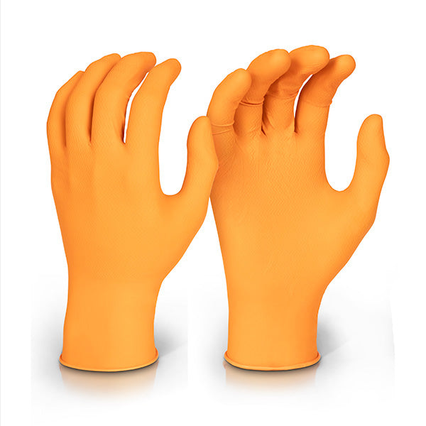 Beeswift Nitrile Disposable Gripper Glove Orange Box of ALL SIZES