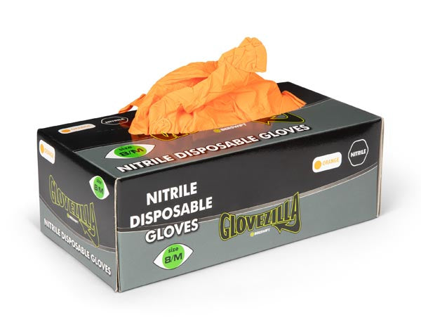 Beeswift Nitrile Disposable Gripper Glove Orange Box of ALL SIZES