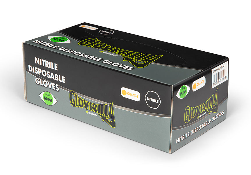 Beeswift Nitrile Disposable Gripper Glove Orange Box of ALL SIZES