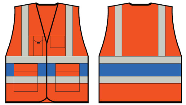 Orange Executive Vest With Royal Blue Band XL