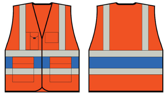 Orange Executive Vest With Royal Blue Band Lge