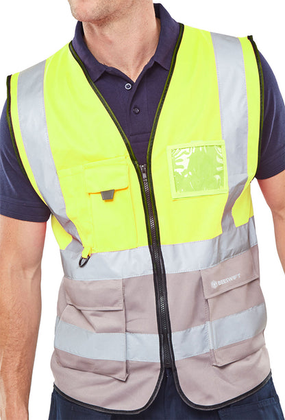 Beeswift Hi-Vis Two Tone Executive ID Vest - {ALL COLOURS / SIZES}