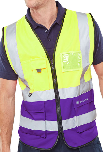 Beeswift Hi-Vis Two Tone Executive ID Vest - {ALL COLOURS / SIZES}