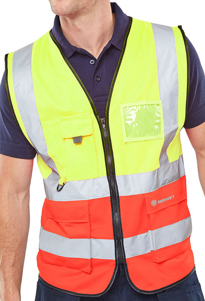 Beeswift Hi-Vis Two Tone Executive ID Vest - {ALL COLOURS / SIZES}